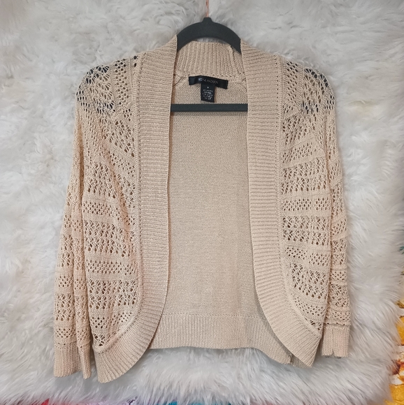 89th & Madison Beige Tan Open Front Long Sleeve Cardigan Size M - Picture 4 of 8